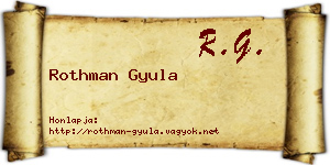 Rothman Gyula névjegykártya